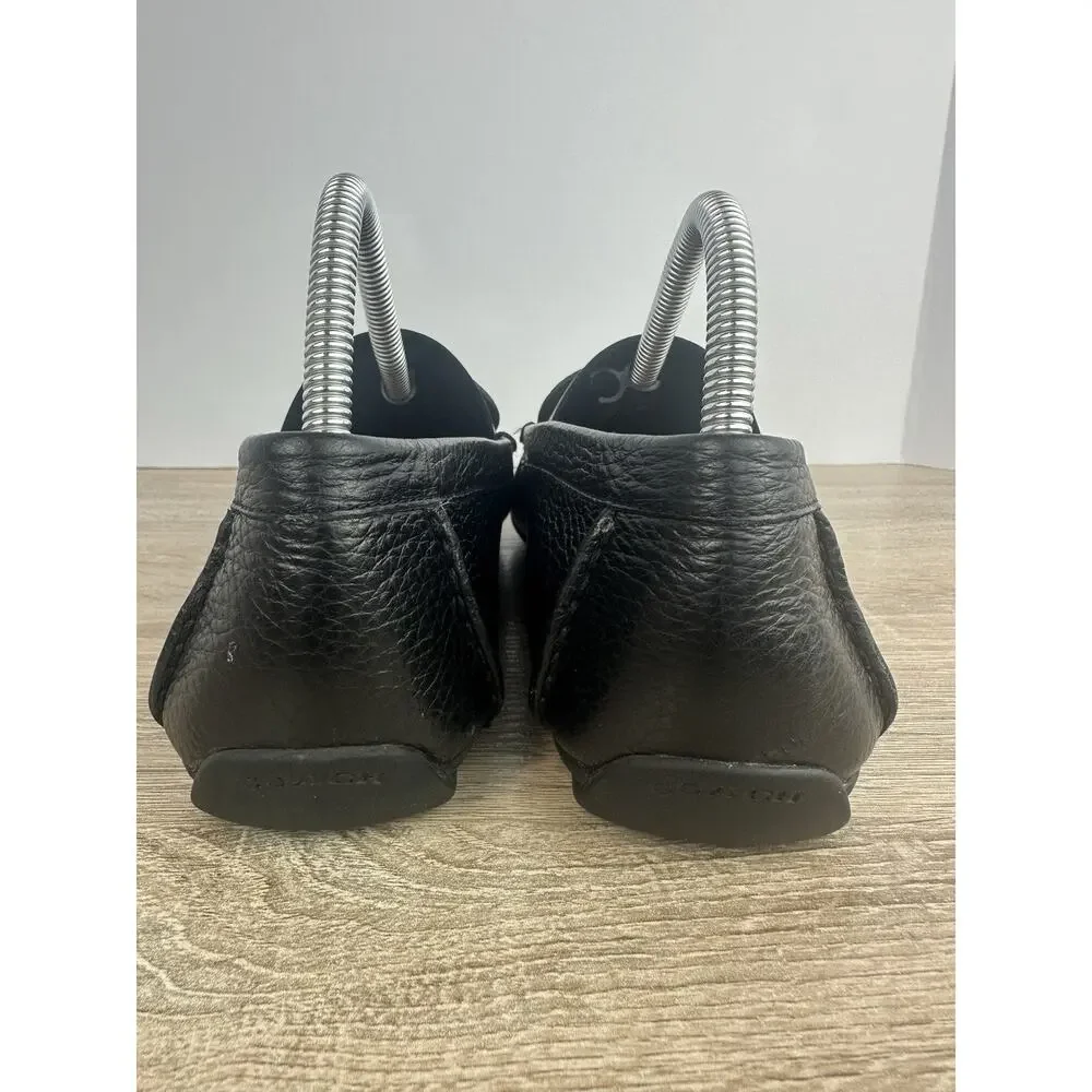 Coach Womens Driving Loafers Black Pebbled Leather Horsebit Moccasins US 8.5B